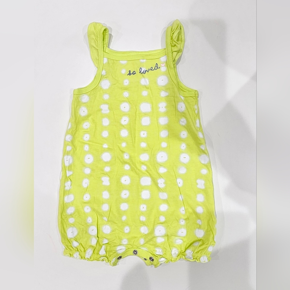 Lime Green Baby Romper with White Dots